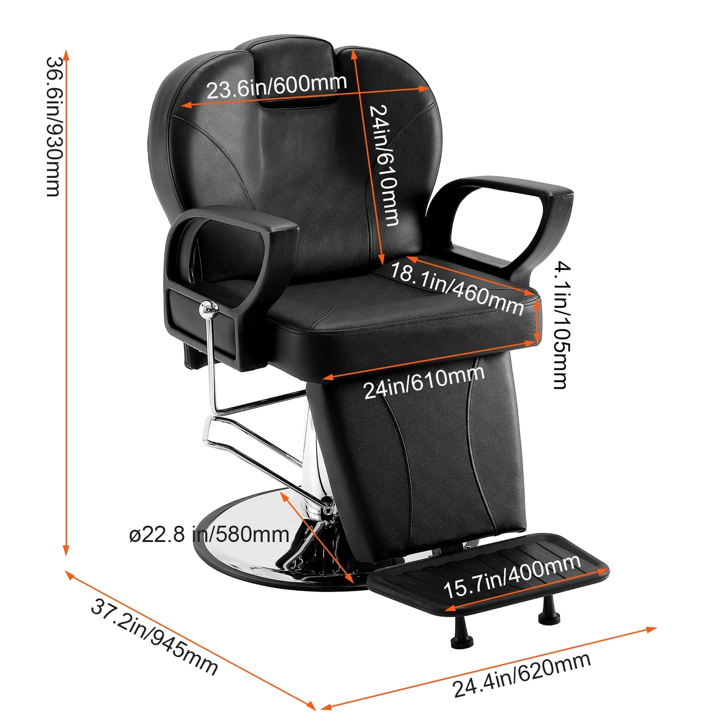 VEVOR Salon Chair Max Load Weight 330 lbs Black 360° Swivel Hair Barber Chair with Footrest for Beauty Spa Shampoo