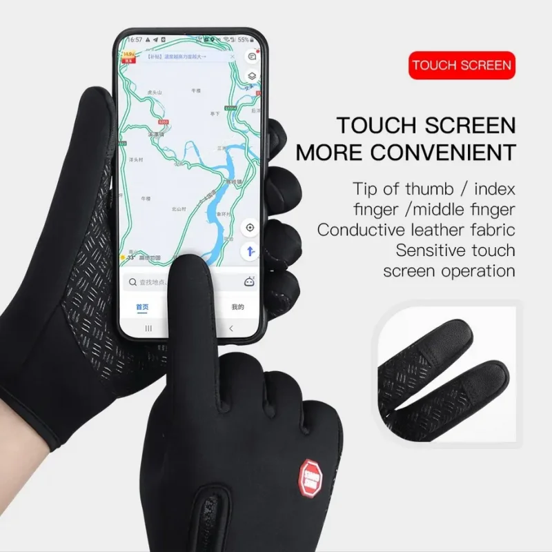 Autumn Winter Motorbike Gloves Women Windproof Anti-slip Touchscreen Fleece Keep Warm for Work Gloves Men Sports Bike