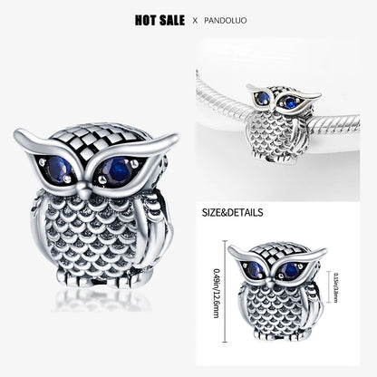 Sterling Silver 925 Devil Eye Charm Owl Miracle Beads Suitable for Pandora Original Bracelet Necklace Accessories Jewelry Gifts