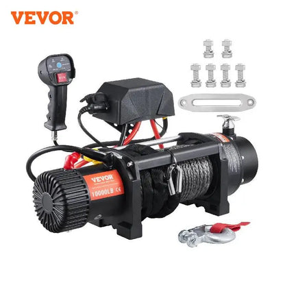 VEVOR 10000lb 12V Electric Winch Nylon Rope Winch ATV Winch with Wireless Handheld Remote for Towing Jeep Off-Road SUV Truck Car
