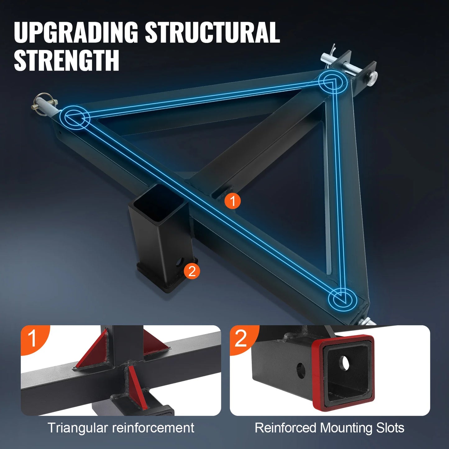 VEVOR 3 Point Hitch Receiver 3 Point 2inch 1 Tractor Tow For Kubota Mahindra Ford Yanmar John Deere Massey Ferguson