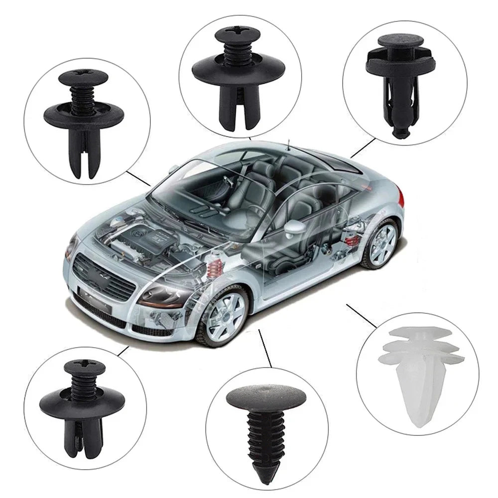 Auto Fastener Clip Kit Fender Rivet Clips 30 Tool Car Body Push and Retainer Pin Rivet Bumper Door Trim and Panel Retainer Clips