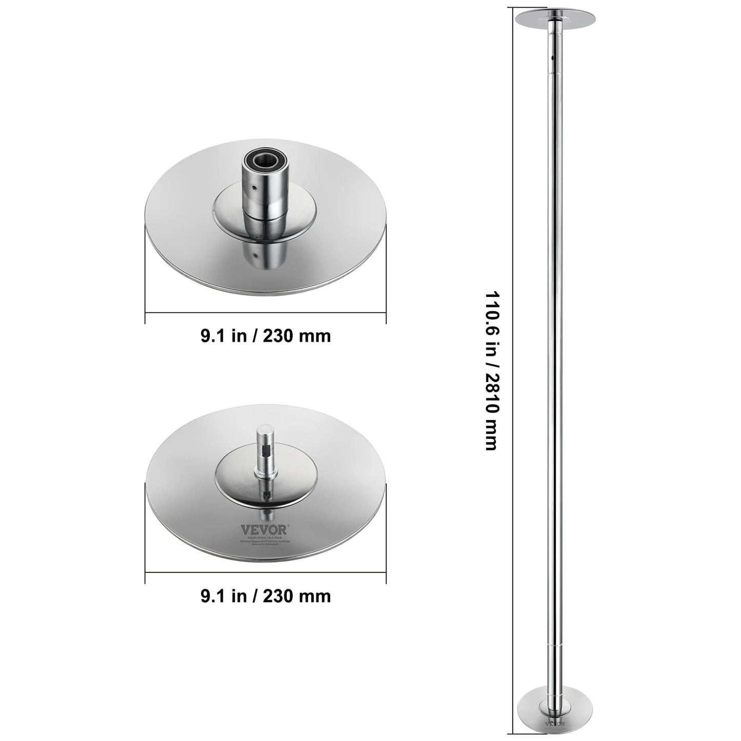 VEVOR Professional Dancing Pole Spinning Static Dancing Pole Kit Portable Removable Pole 45mm Heavy-Duty Stainless Steel Pole
