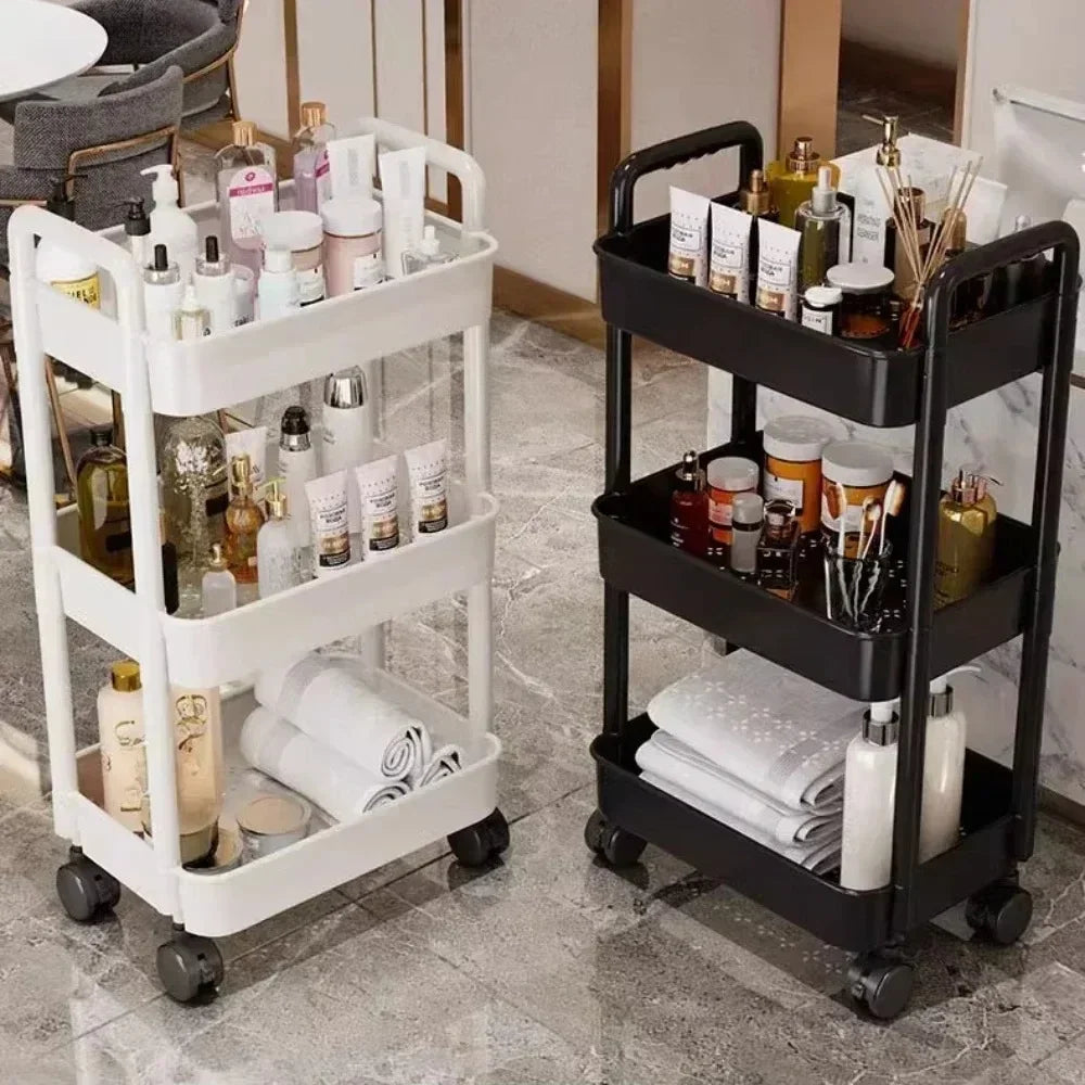 Mobile Storage Rack Trolley Organizer Rolling Storage Cart High Capacity Rack Rolling Cart Bookshelf for Bedroom Bathroom