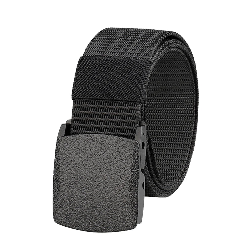 Non-metal Nylon Belt MEN's Tactical Woven Plastic Buckle Belt, outdoor Versatile Perforated canvas Nylon Belt