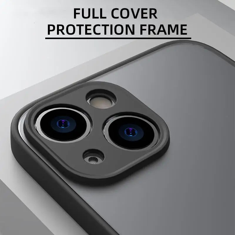 Shockproof Armor Hard PC Matte Case For iPhone 15 14 13 12 11 Pro XR X XS Max 7 8 Plus SE 13 Mini Silicone Clear Back Cover