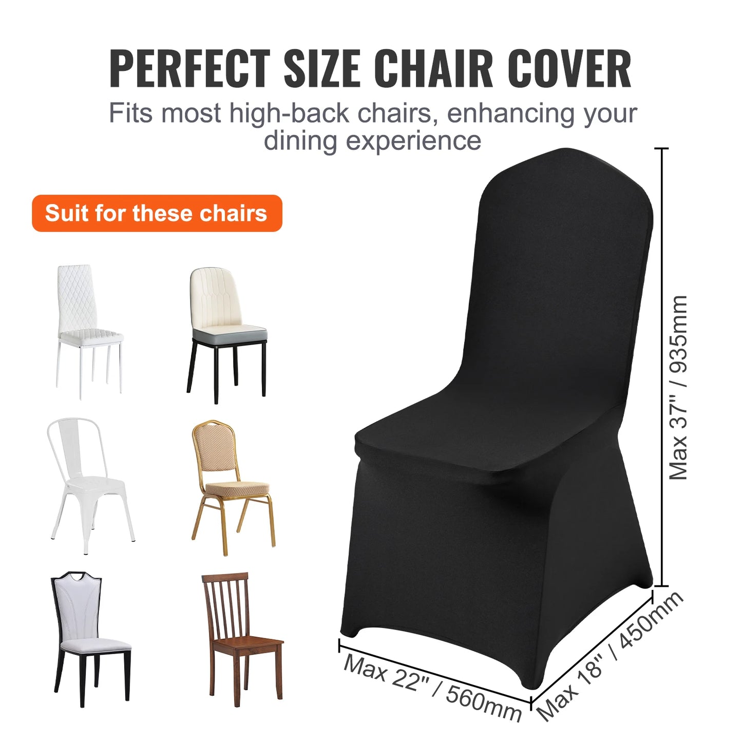 VEVOR 30/50PCS Spandex Chair Cover for Wedding Party Universal Fitted Chair Cover Removable Washable Protective Slipcovers
