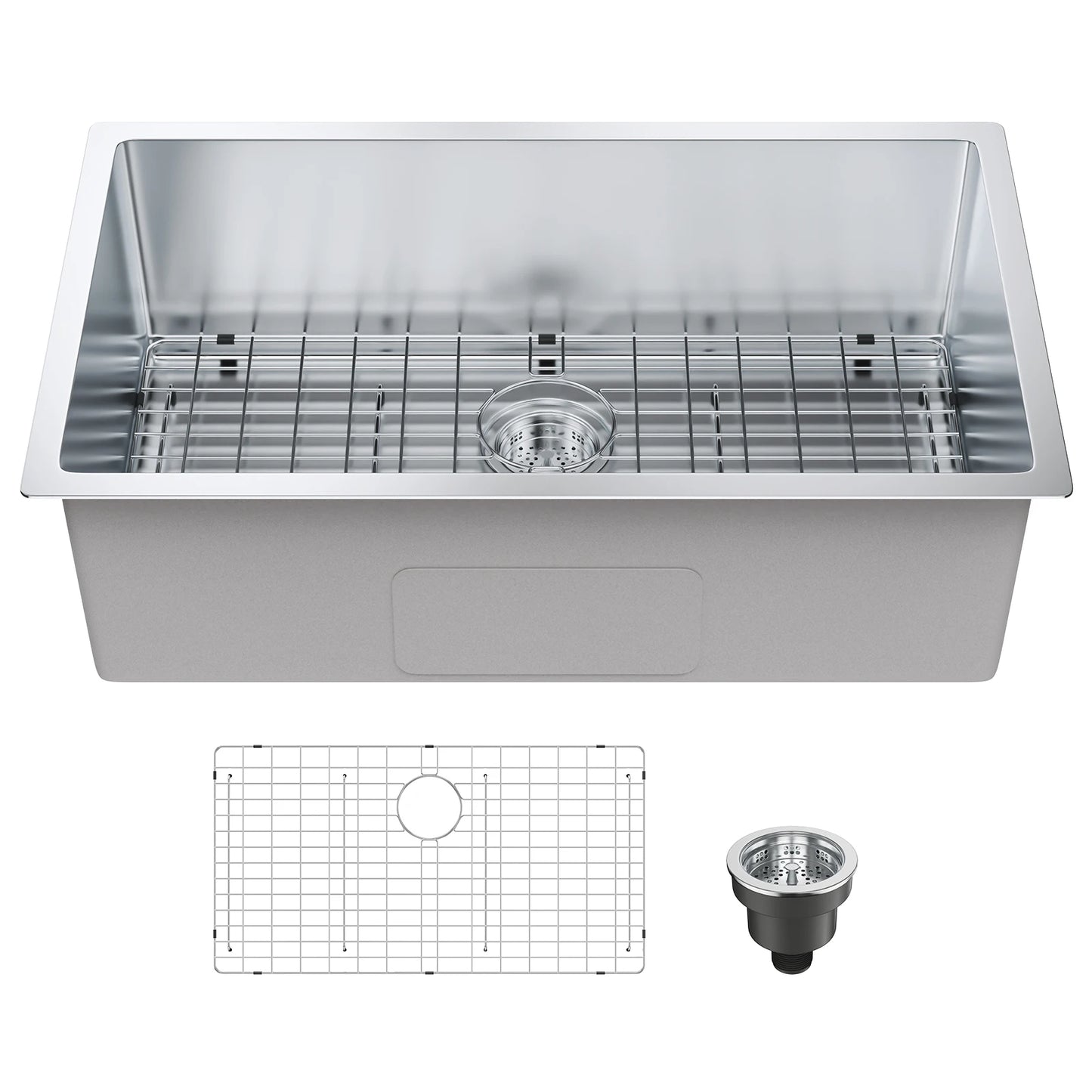VEVOR 25-32inch Stainless Steel Kitchen Sink Undermount Single Bowl Workstation Step Sink with Cutting Board and Basket Strainer