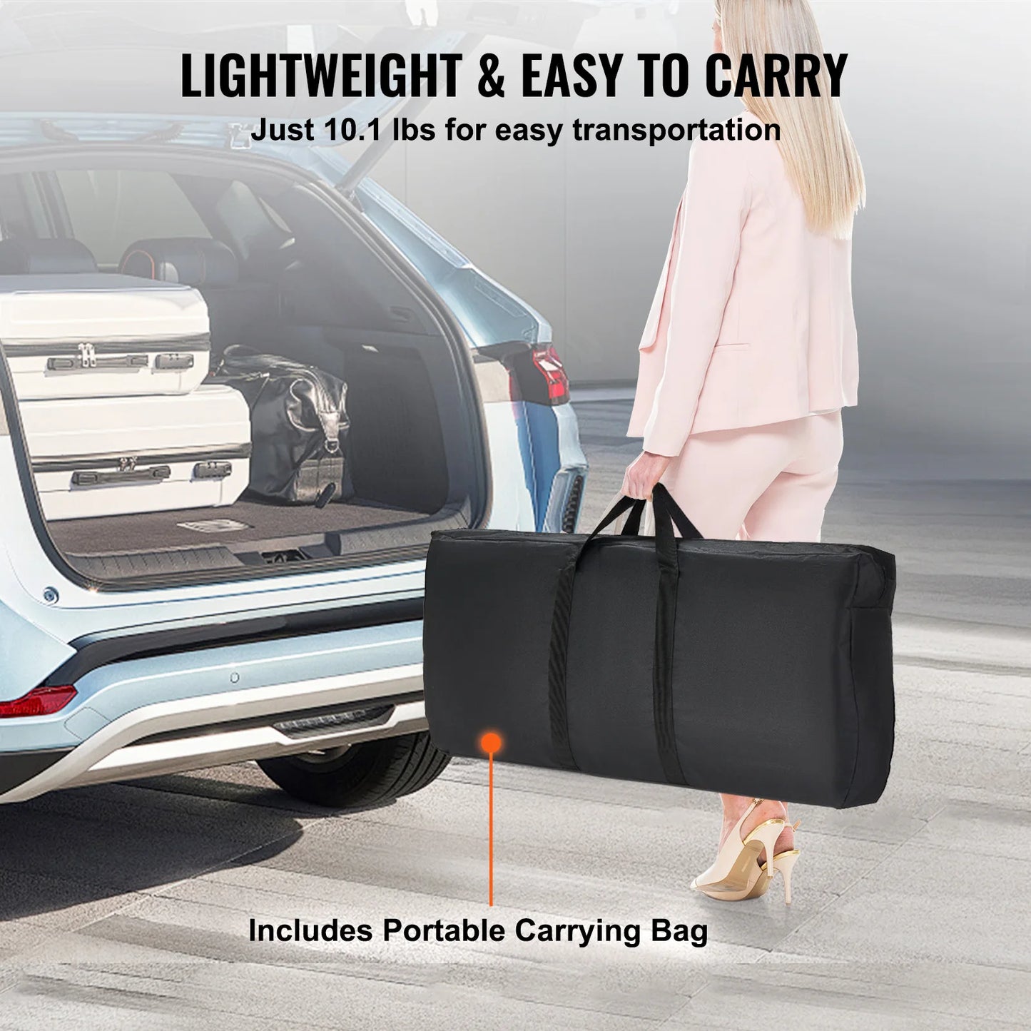 VEVOR Folding Portable Bar Table Tradeshow Podium Table for Party Picnic Exhibition Includes Carrying Case Storage Shelf & Skirt