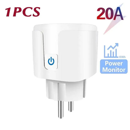 Smart Socket WiFi EU Plug 20A With Power Monitoring Timer Home Outlet Support Google Alice SmartThings Alexa