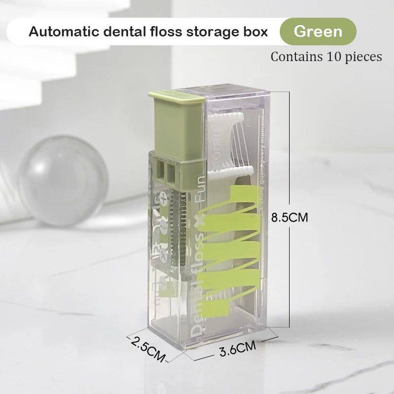 Dental Floss Dispenser Containing 10Pcs Storage Box Auto Refillable Oral Hygiene Care Pick
