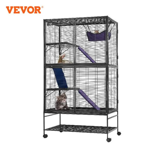 VEVOR 64.6" Rolling Metal Ferret Cage Large 4-Tier Critter Nation Cage Small Animal Cage for Pet Rats Hamster Guinea Chinchilla