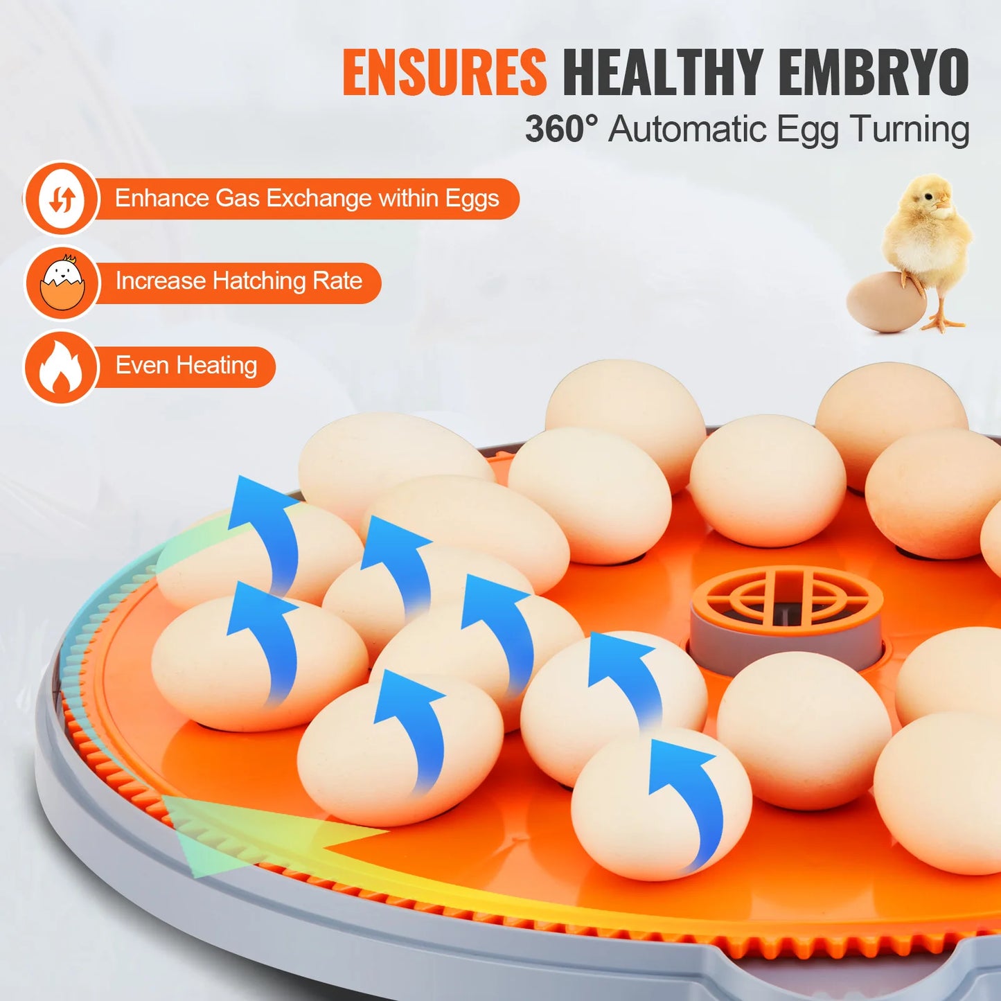 VEVOR 12/24/48 Egg Incubator Automatic Turner Poultry Hatcher with Temperature Humidity Control for Chicken Duck Hatching Eggs