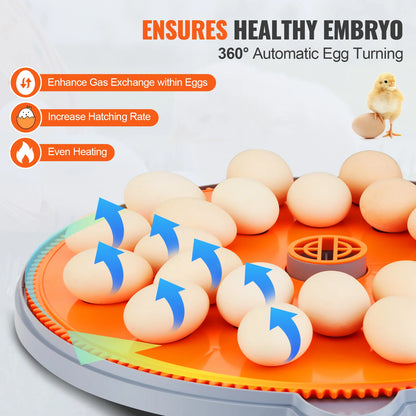 VEVOR 12/24/48 Egg Incubator Automatic Turner Poultry Hatcher with Temperature Humidity Control for Chicken Duck Hatching Eggs