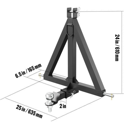 VEVOR 3 Point Hitch Receiver 3 Point 2inch 1 Tractor Tow For Kubota Mahindra Ford Yanmar John Deere Massey Ferguson