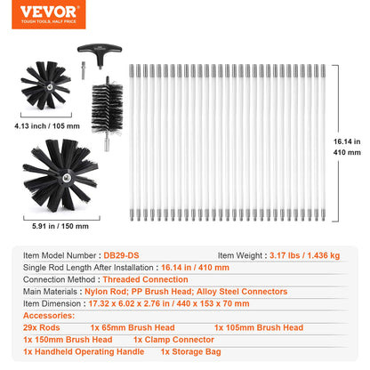 VEVOR Dryer Vent Cleaner Kit Flexible Lint Trap Brush Reinforced Nylon Duct Cleaning Tools Dryer Vent Brush Dryer Cleaning Kit