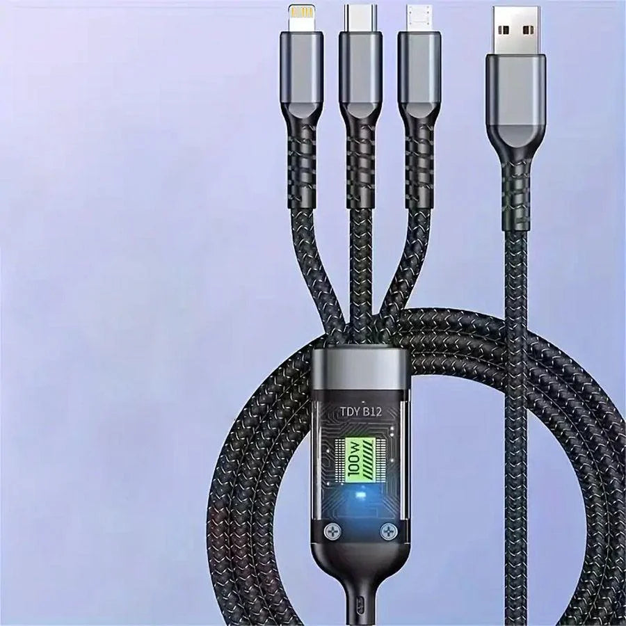 3-IN-1 120W/100W Data Cable For iPhone 15-7 Fast Charging Cable USB to TypeC 8 Pin Mirco USB For Samsung Huawei Xiaomi USB C