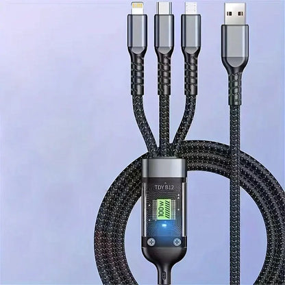 3-IN-1 120W/100W Data Cable For iPhone 15-7 Fast Charging Cable USB to TypeC 8 Pin Mirco USB For Samsung Huawei Xiaomi USB C
