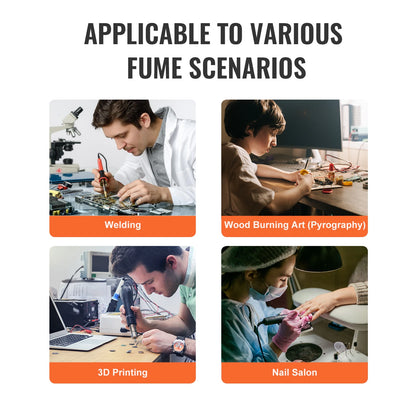VEVOR Fume Extractor 38W Desktop Portable Solder Smoke Extractor Strong Suction Smoke Absorber Remover for Repair Welding Tool