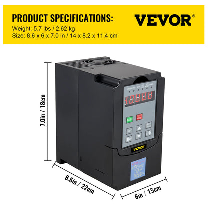 VEVOR Air Cooled Spindle Motor 0.8KW 1.5KW 2.2KW 4KW Variable Frequency Drive VFD Inverter 220V for CNC Engraving Milling Grind