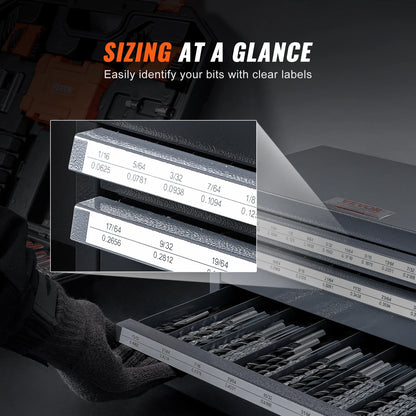 VEVOR Drill Bit Dispenser Cabinet Three-Drawer Drill Bit Organizer Cabinet Steel Drill Dispenser Organizer Cabinet Storage