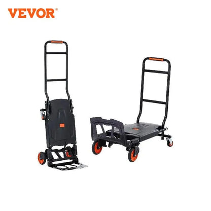 VEVOR 300 lbs Folding Hand Truck 2 in 1 Aluminum Lightweight Platform Cart Portable Telescopic Utility Dolly for Moving Shopping