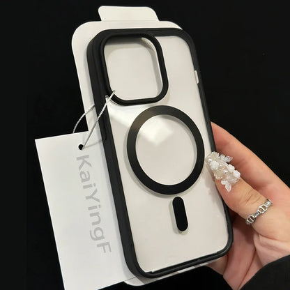 Luxury Magsafe Transparent Case for iPhone 16 15 14 13 12 11 Pro X XS XR Max Magnetic Wireless Charge Phone Cover