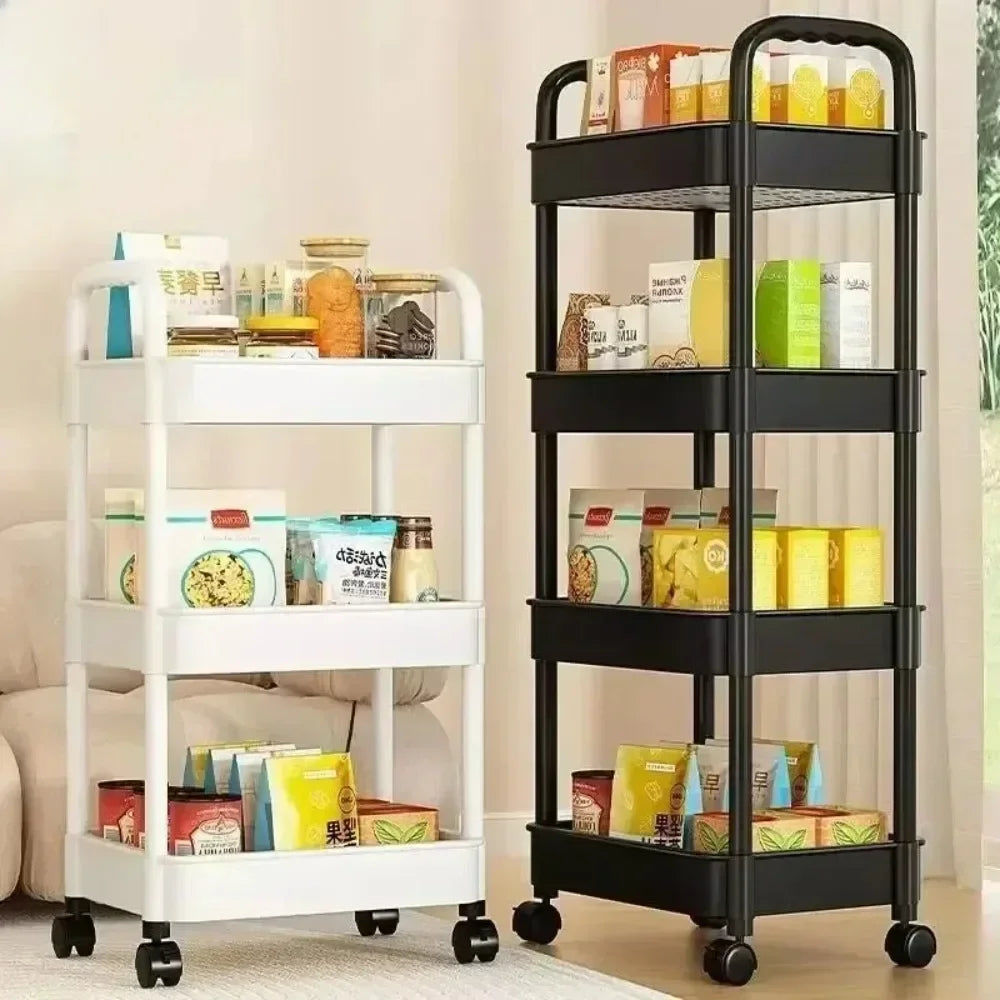 Mobile Storage Rack Trolley Organizer Rolling Storage Cart High Capacity Rack Rolling Cart Bookshelf for Bedroom Bathroom
