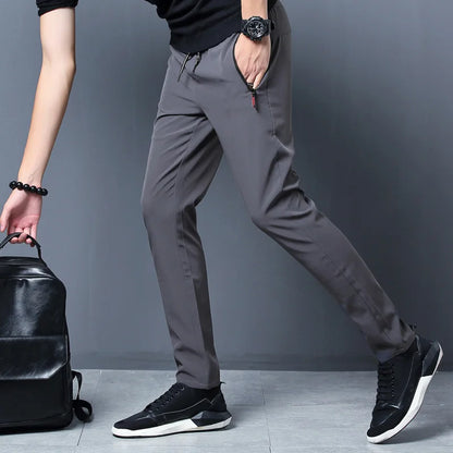 Summer new men's casual pants slim Korean ice silk pants Jin round thin sports pants straight tube quick drying pants