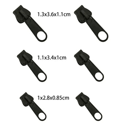 Black 6pcs Instant Zipper Universal Instant Fix Zipper Repair Kit Replacement Zip Slider Teeth Rescue New Design for DIY Sew