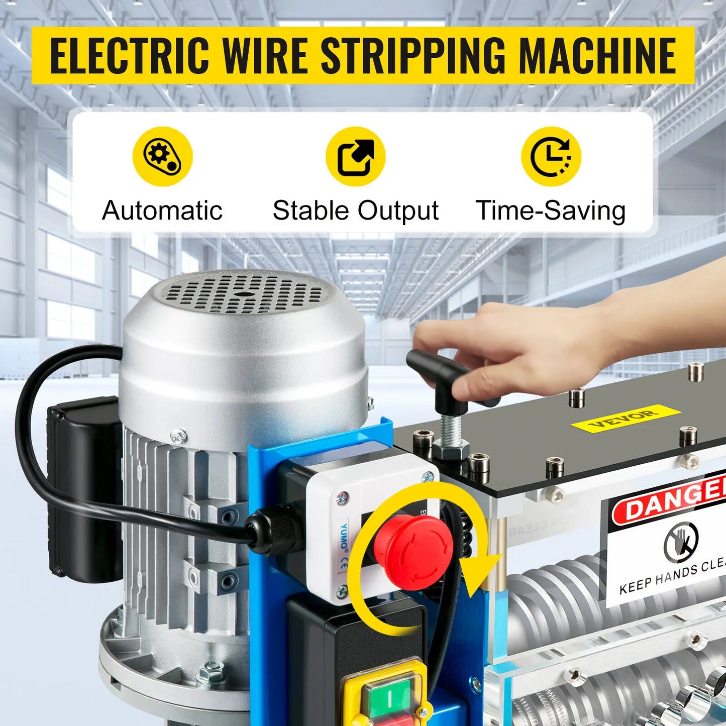 VEVOR Electric Wire Stripping Machine W/ Blade 1.5mm-38mm Cable Stripper for Removing Plastic & Rubber from Wire, Copper Recycle