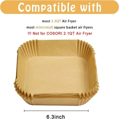 50/100pcs Air Fryer Disposable Paper Round/Square/Rectangle Liner Non Stick Special Round Size Baking Papers Kitchen Accessories