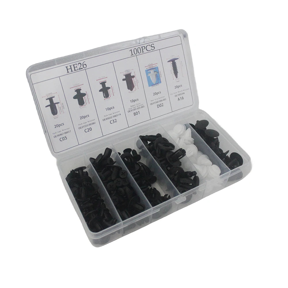 100pcs Auto Fastener Clip Kit Fender Rivet Clips Car Body Push Retainer Pin Rivet Bumper Door Trim Panel Retainer Car Clips