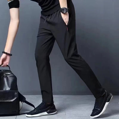 Summer new men's casual pants slim Korean ice silk pants Jin round thin sports pants straight tube quick drying pants