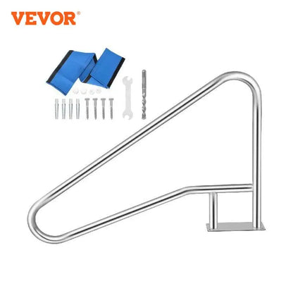 VEVOR 30-55"x22-32" Swimming Pool Handrail With 4ft Grip Cover Humanized Design & M8 Drill Bit Pool Railing Ladder Stair Rail