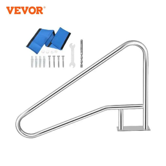 VEVOR 30-55"x22-32" Swimming Pool Handrail With 4ft Grip Cover Humanized Design & M8 Drill Bit Pool Railing Ladder Stair Rail