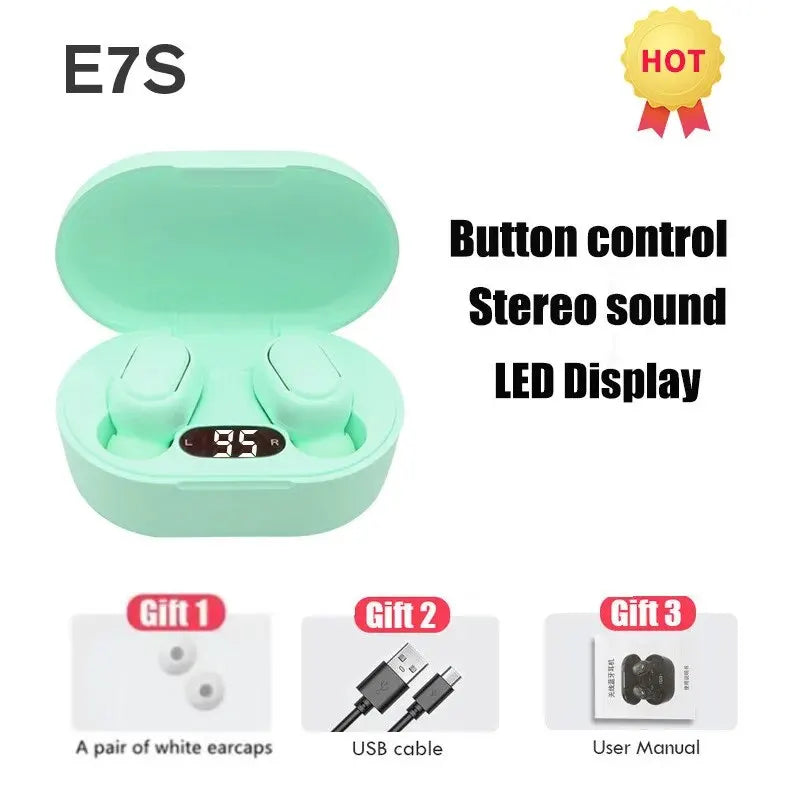 TWS E7S Fone 5.3 Bluetooth Earphones Wireless Headphones Noise Cancelling Earbuds with Mic Wireless Bluetooth Headset for Xiaomi