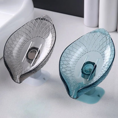 2pcs Drain Soap Holder Leaf Shape Soap Box Suction Cup Tray Drying Rack for Shower Sponge Container Kitchen Bathroom Accessories