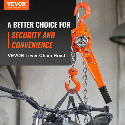 VEVOR 1.5/3 Ton Manual Lever Chain Hois 10/20ft with Double-Pawl Brake 360° Rotation Hook for Garage Factory Dock Clearance Sale