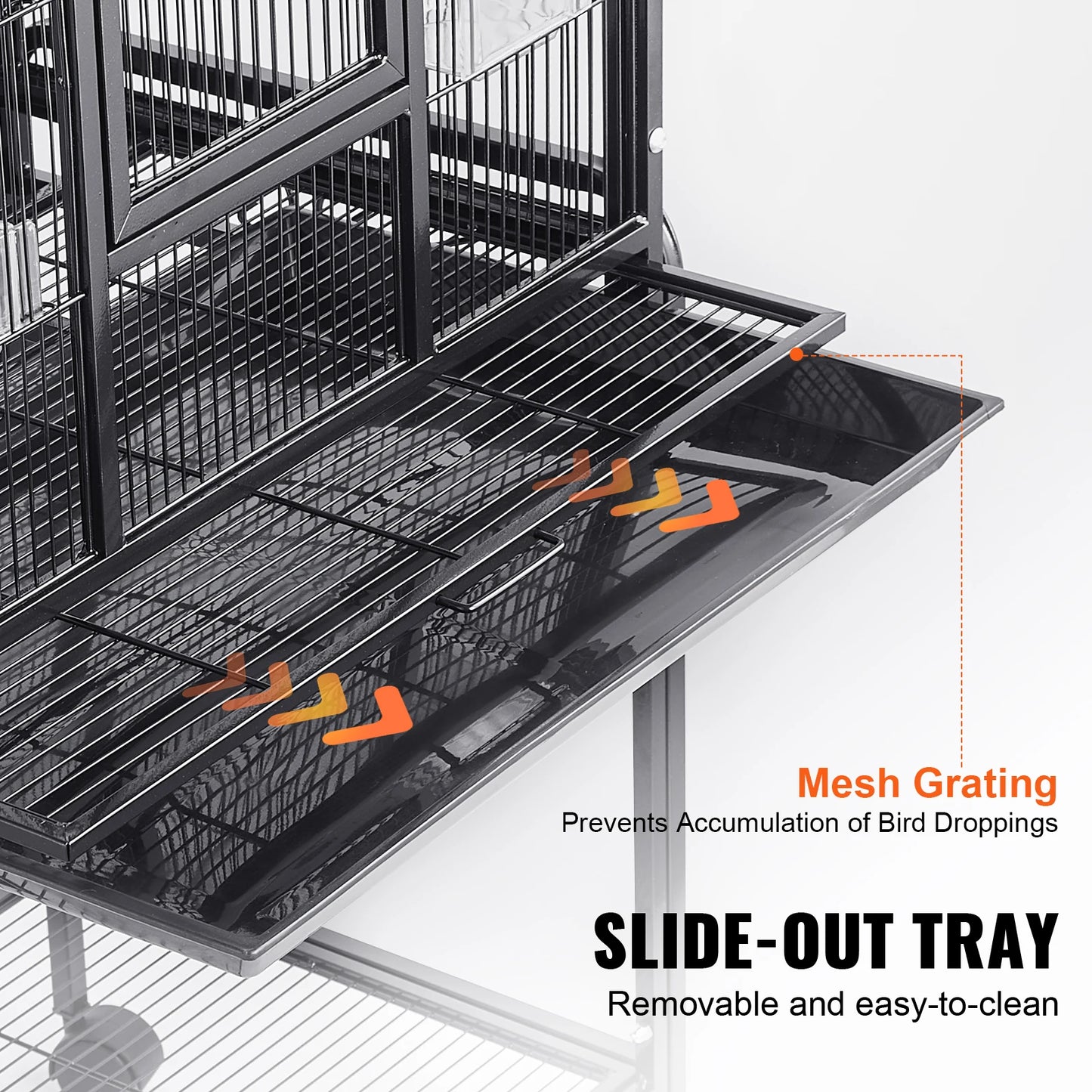 VEVOR 52/54 inch Standing Large Flight Bird Cage Carbon Steel Parakeets Cages with Rolling Stand and Tray for Cockatiels Parrots