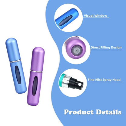 Solid Color 5ml Bottom Flush Rechargeable Perfume Bottle Sprayer Small Portable Cosmetic Refill Perfume