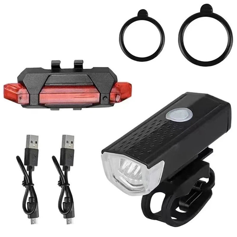 Bike Light Set Front Light with Taillight USB Rechargeable Easy to Install 3 Modes Bicycle Accessories for the Bicycle Road MTB