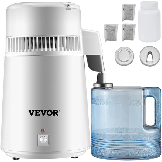 VEVOR 4L Water Distiller Purifier Filter Dispenser Heating Drinking Bottle Softener 304 Stainless Home Appliance for Office Use