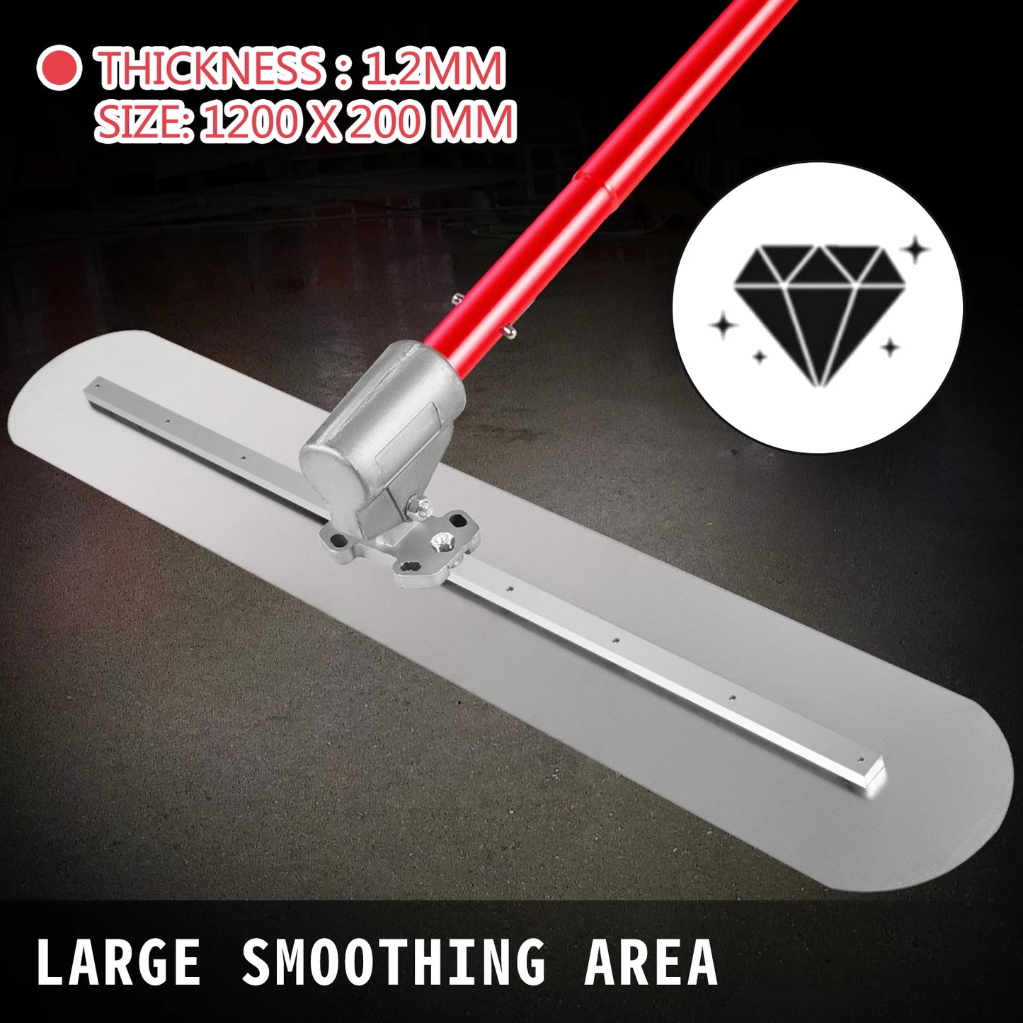 VEVOR Concrete Float 1200x200mm/1200x300mm Finishing Bull Float with 4 Handle Round End Drywall Construction Tools Cement Trowel
