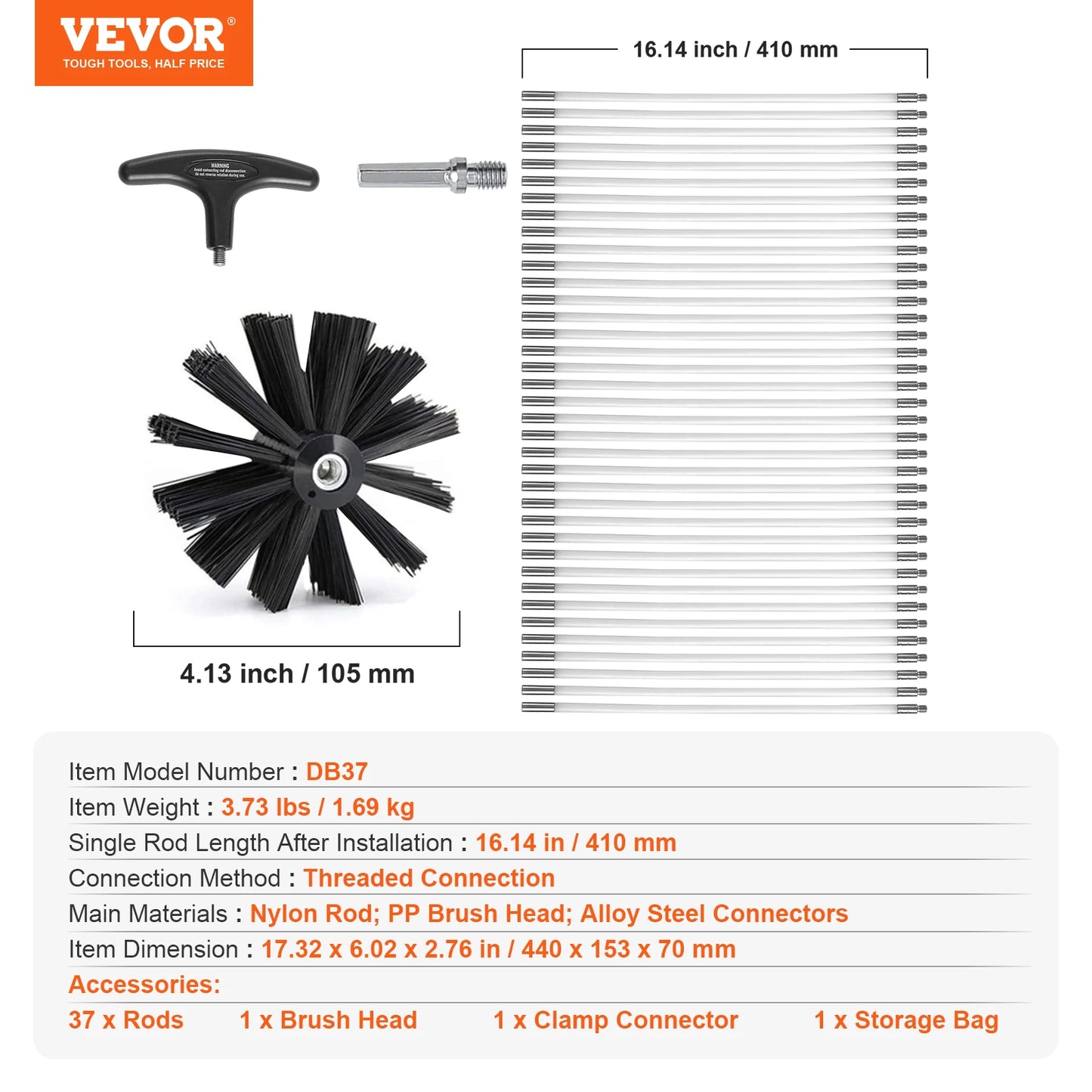 VEVOR Dryer Vent Cleaner Kit Flexible Lint Trap Brush Reinforced Nylon Duct Cleaning Tools Dryer Vent Brush Dryer Cleaning Kit