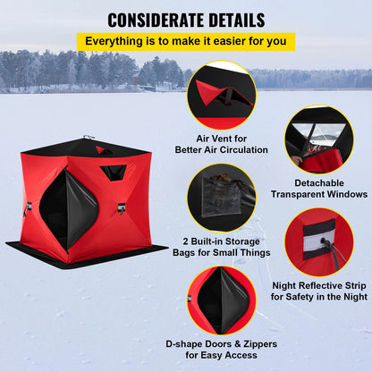 VEVOR Ice Fishing Tent Warm Winter Large Space Thick Camping Outdoor Windproof Waterproof Snow Ultralarge Fishing Camping Tent