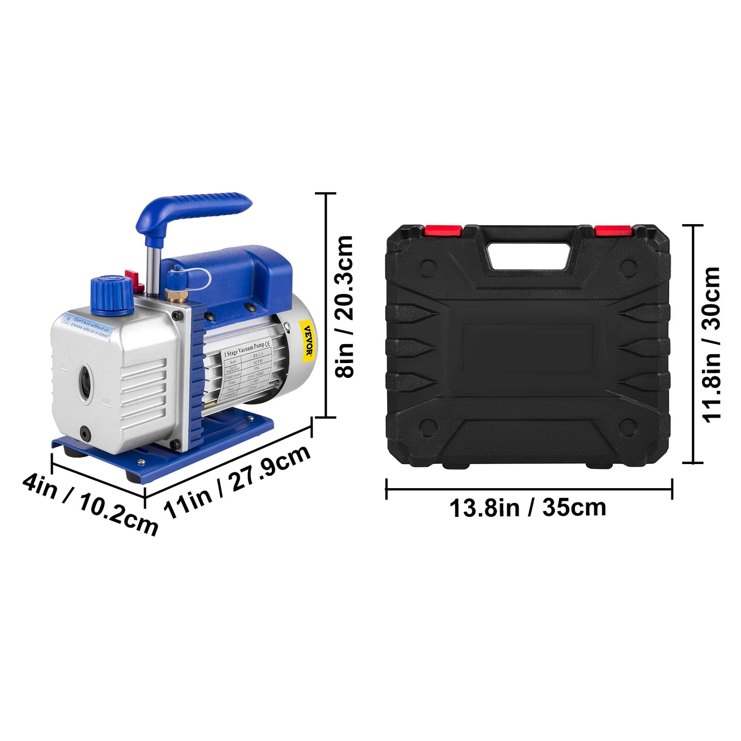 VEVOR 1.8-4.8CFM Refrigerant Vacuum Pump Kits HVAC Refrigeration 1/3 1/4 HP with Manifold Gauge for Household Air Conditioning