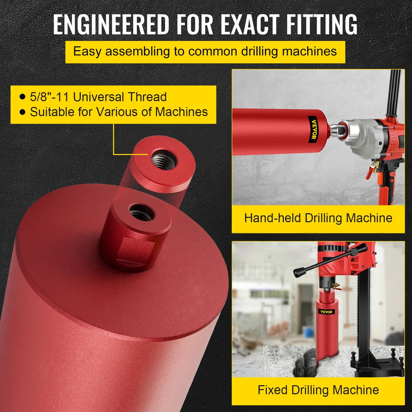 VEVOR Diamond Core Drill Bit 450mm Length 5/4in Universal Thread Hole Cutter for Drilling Concrete Brick Masonry Marble w/ Blade