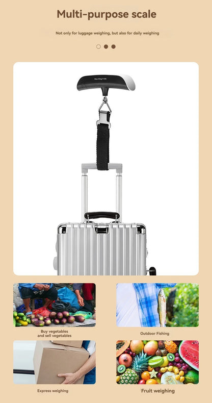 110lb/50kg Portable Scale Digital LCD Display Electronic Scale Weight Suitcase Travel Weighs Baggage Bag Weight Balance Tool