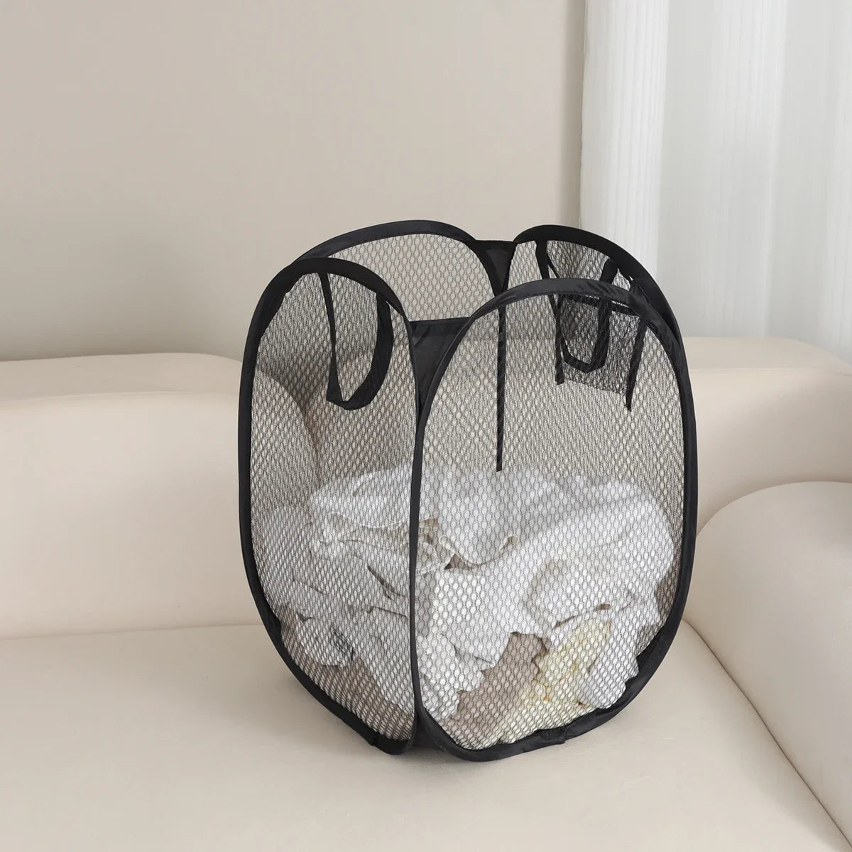 Children's Toy Storage Foldable Portable Net Grid Laundry Basket Dirty Dlothes Basket Dirty Clothes Basket Home Storage Clothes